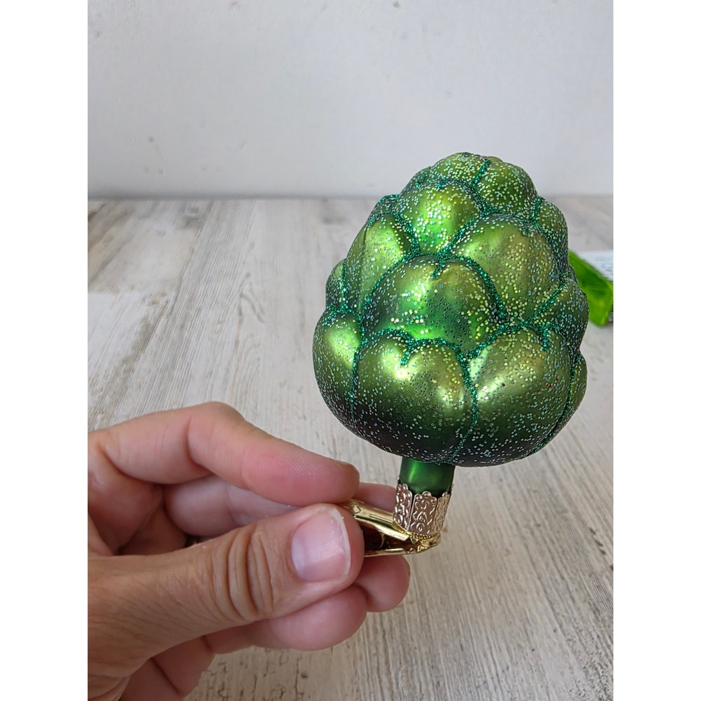 OWC old world Clip artichoke vegetable glass glitter ornament Xmas tree